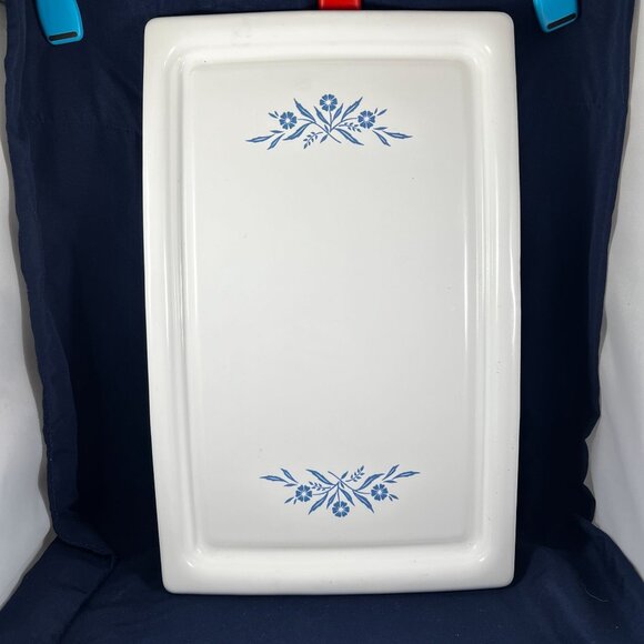 Vintage Corning Ware P-35-B Broil Bake Tray With Metal Rack & Wood Handles White - Picture 2 of 6